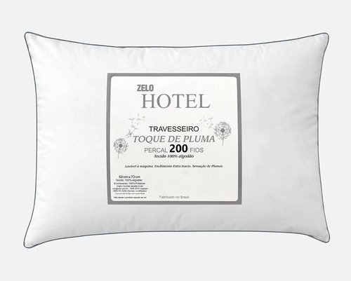 Travesseiro Zelo Hotel Toque de Pluma 0.50x0.70m - Percal 200 Fios