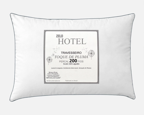 Travesseiro Zelo Hotel Toque de Pluma 0.50x0.70m - Percal 200 Fios