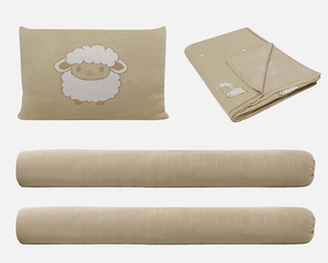 Kit para Berço Tricot Zelo Select 4 Peças - Ovelha Bege