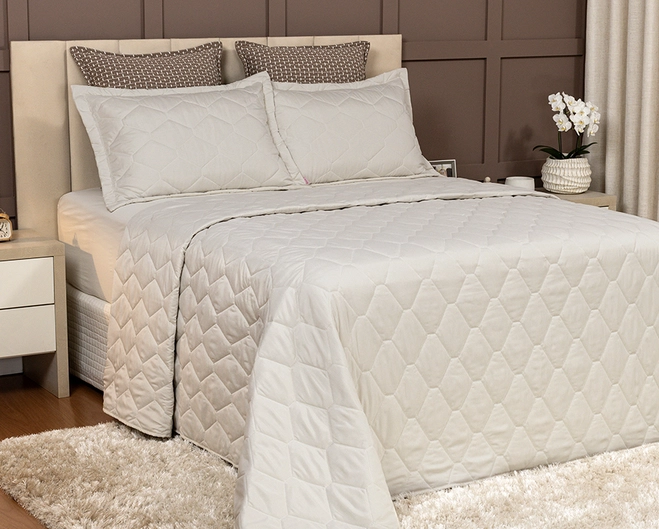 Colcha Portuguesa Linen Viseu Queen com 2 Porta Travesseiros
