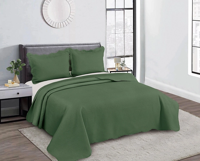 Colcha Camesa Bullet Casal com 2 Porta Travesseiros - Verde