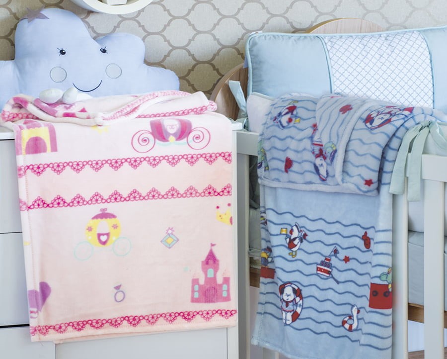 Cobertor de Berço Bebê Flannel Kyor Baby Rosa Jolitex - Kennedy Decorações
