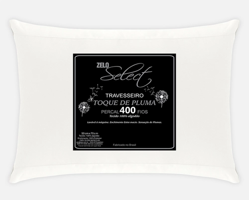 Travesseiro Zelo Select Toque de Pluma 0.50x0.70m - Percal 400 Fios